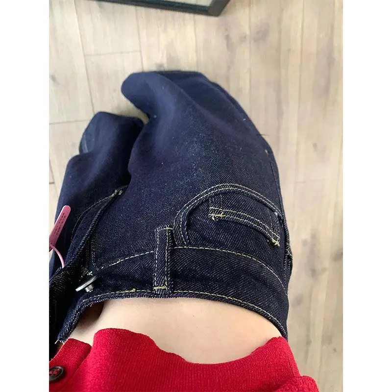 Dark Blue Wide Leg Jeans with High Waist Slim Fit - Image 5