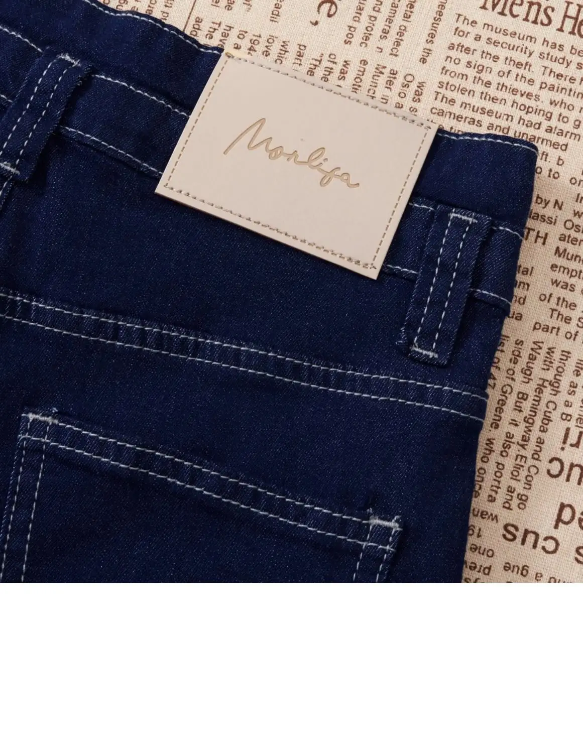 Women Wide Leg Jeans Double Buckle 2024 Navy — feature 9