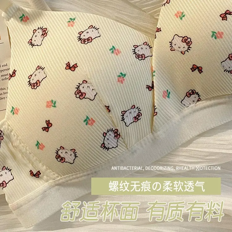 Girls' French-Style Triangle Cup Thin Bra, Small Chest Seamless Push-Up Underwear, Women's Wire-Free Student Comfortable Bra
