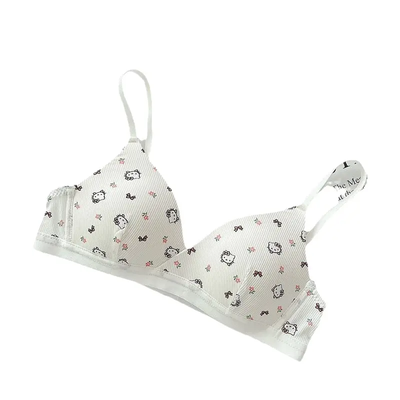 Girls' French-Style Triangle Cup Thin Bra, Small Chest Seamless Push-Up Underwear, Women's Wire-Free Student Comfortable Bra