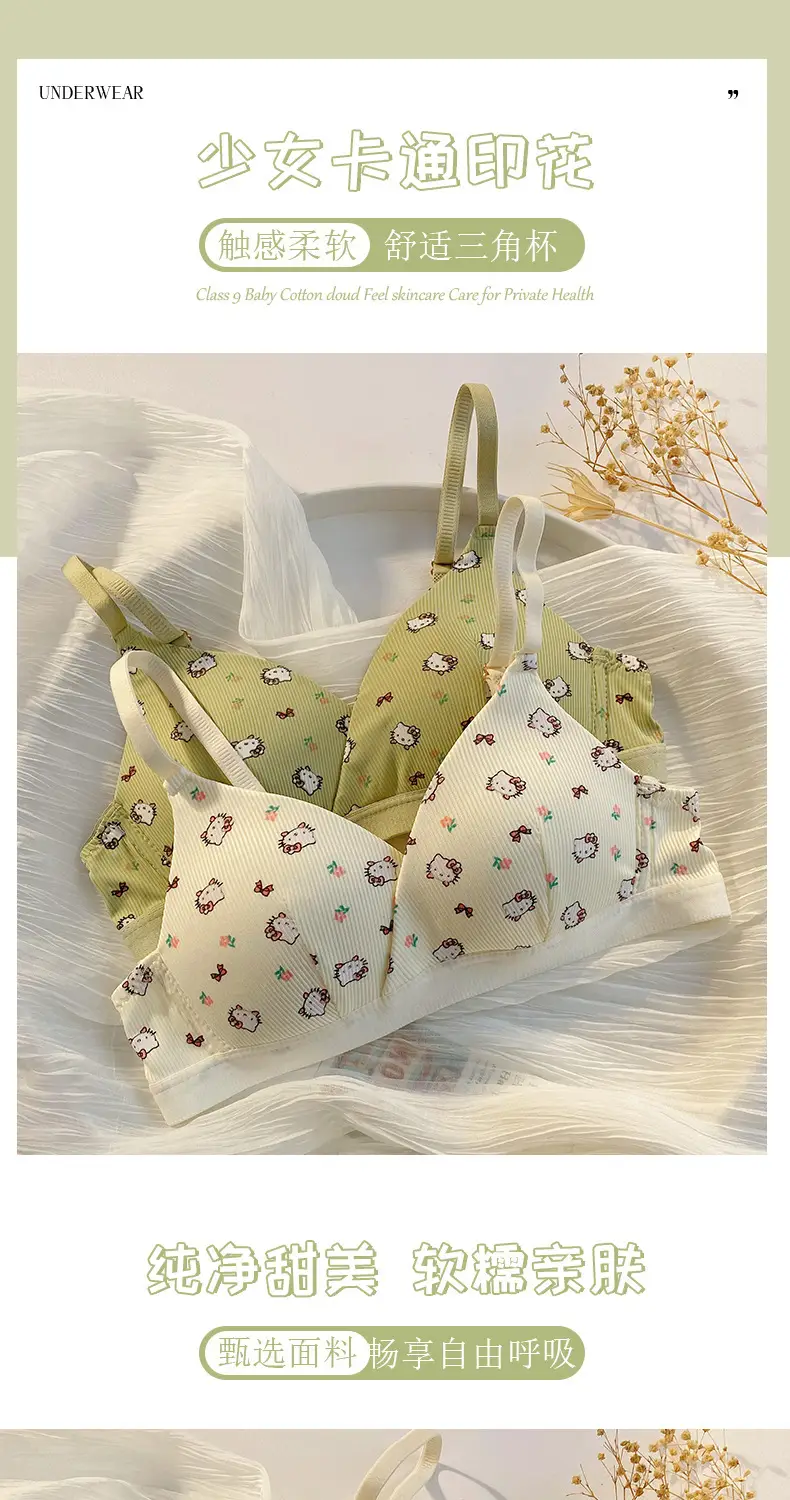 Girls' French-Style Triangle Cup Thin Bra, Small Chest Seamless Push-Up Underwear, Women's Wire-Free Student Comfortable Bra — feature 2