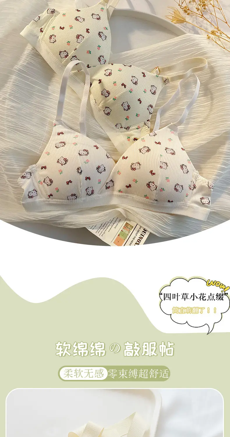 Girls' French-Style Triangle Cup Thin Bra, Small Chest Seamless Push-Up Underwear, Women's Wire-Free Student Comfortable Bra — feature 3