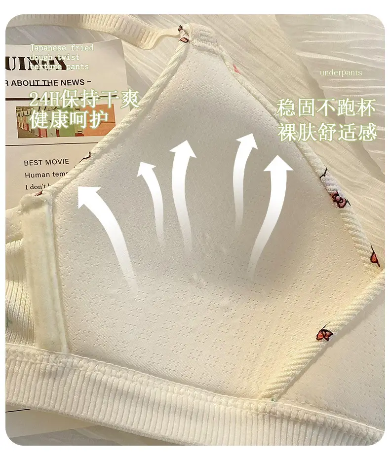 Girls' French-Style Triangle Cup Thin Bra, Small Chest Seamless Push-Up Underwear, Women's Wire-Free Student Comfortable Bra — feature 7