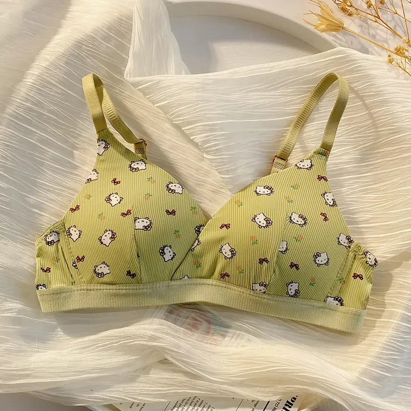 Girls' French-Style Triangle Cup Thin Bra, Small Chest Seamless Push-Up Underwear, Women's Wire-Free Student Comfortable Bra