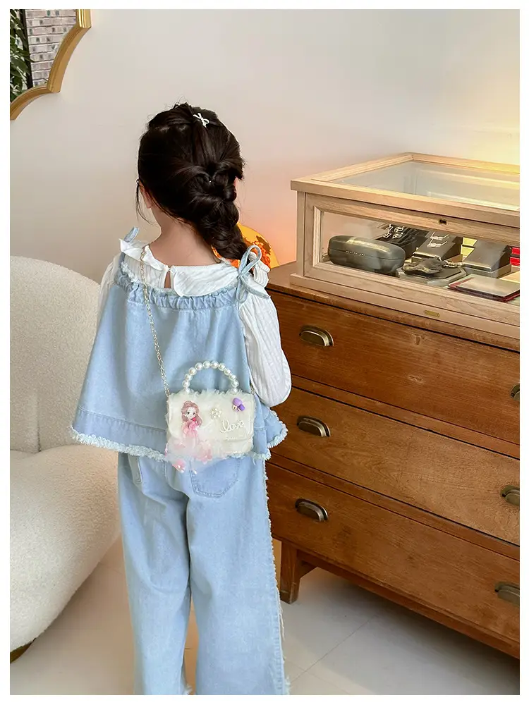 Princess Bow Handbag for Girls Purple Pearl Chain — feature 12