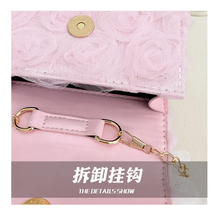 Princess Bow Handbag for Girls Purple Pearl Chain — feature 15