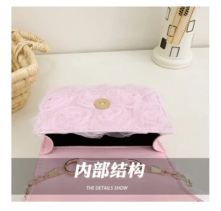 Princess Bow Handbag for Girls Purple Pearl Chain — feature 18