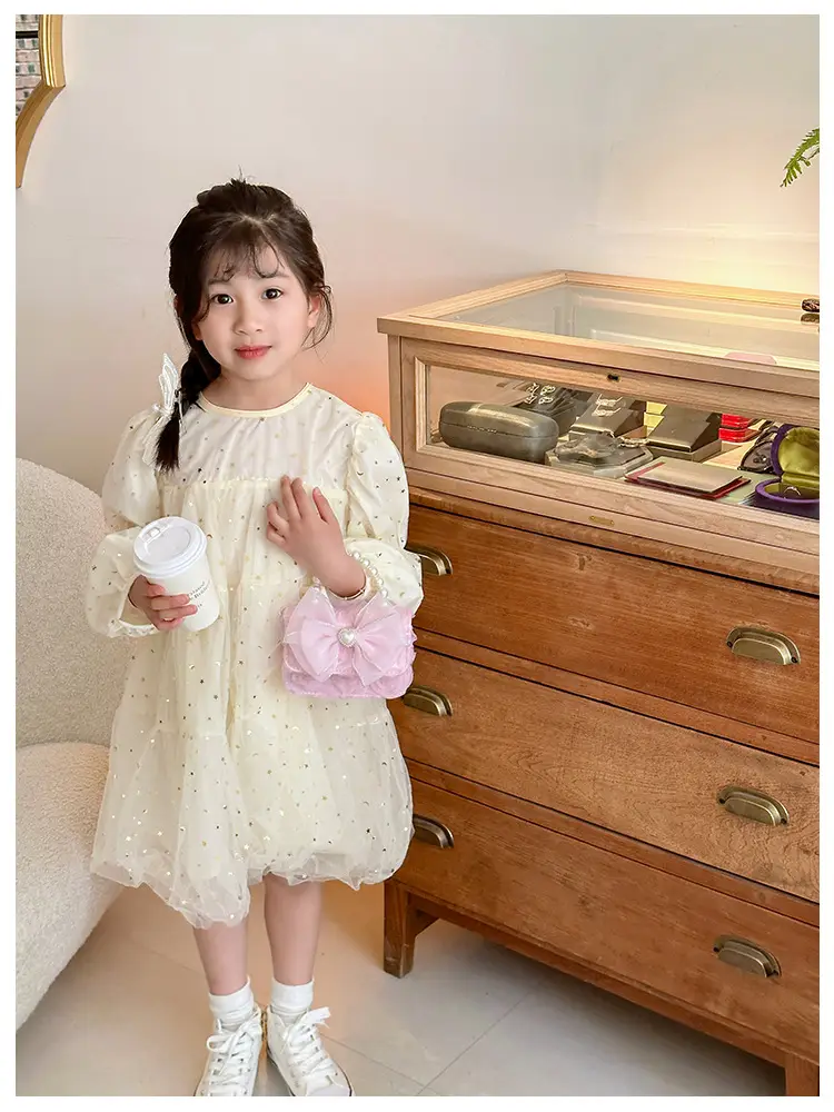 Princess Bow Handbag for Girls Purple Pearl Chain — feature 2