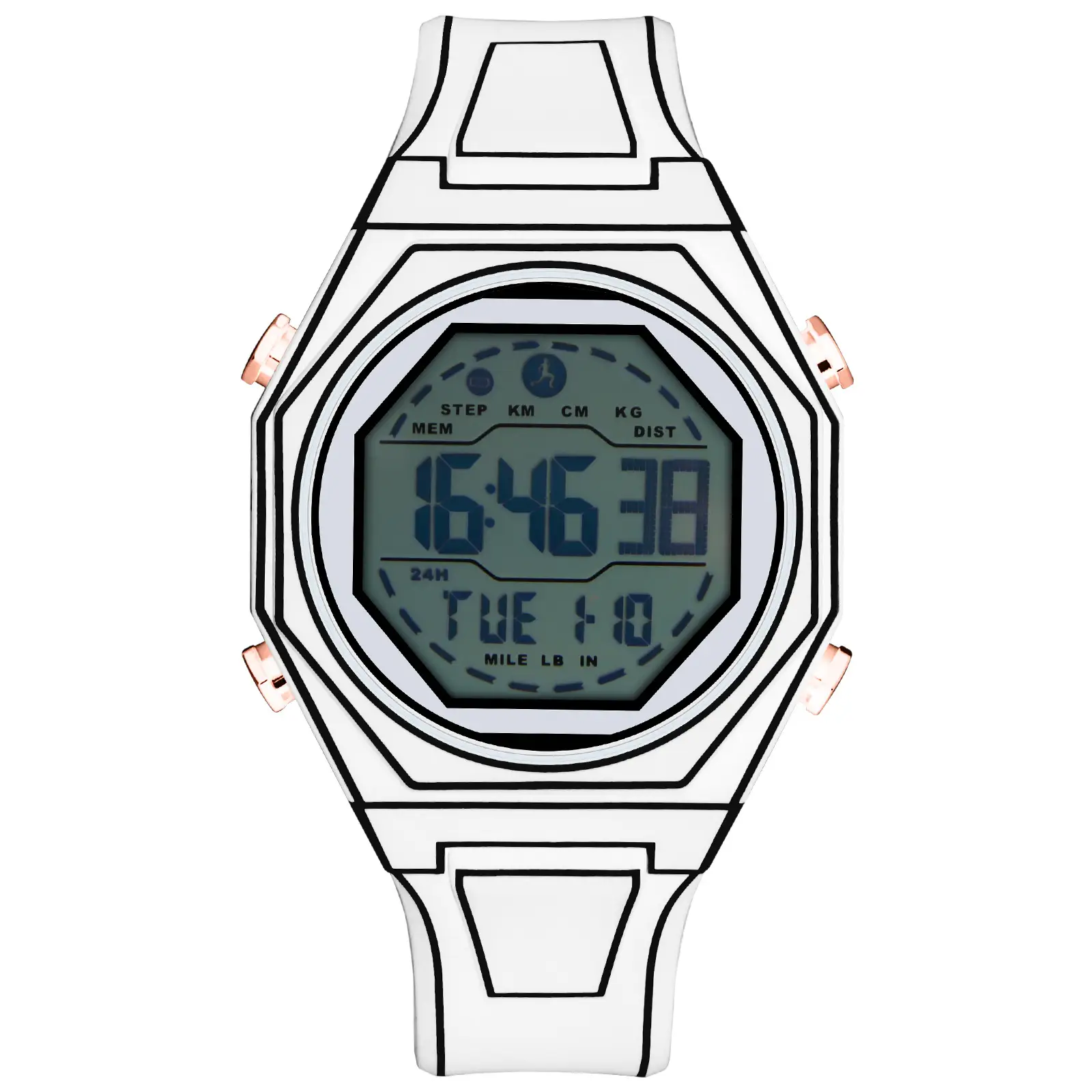 Digital Watch Black Octagonal Waterproof Sports Wear — feature 6
