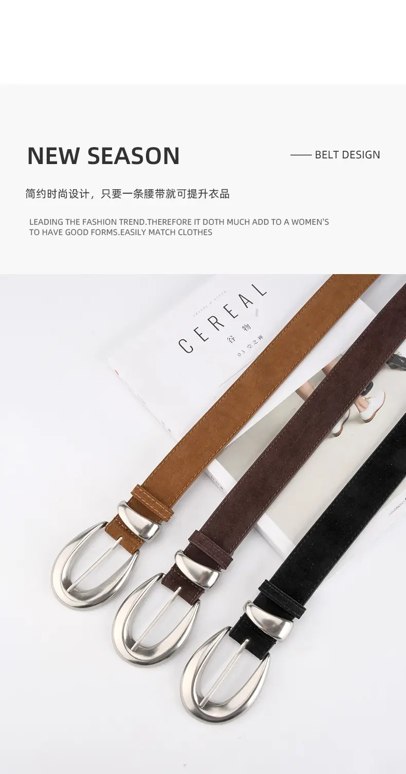 Vintage High-end Belt Women Genuine Leather Frosted Anti-velvet — feature 4