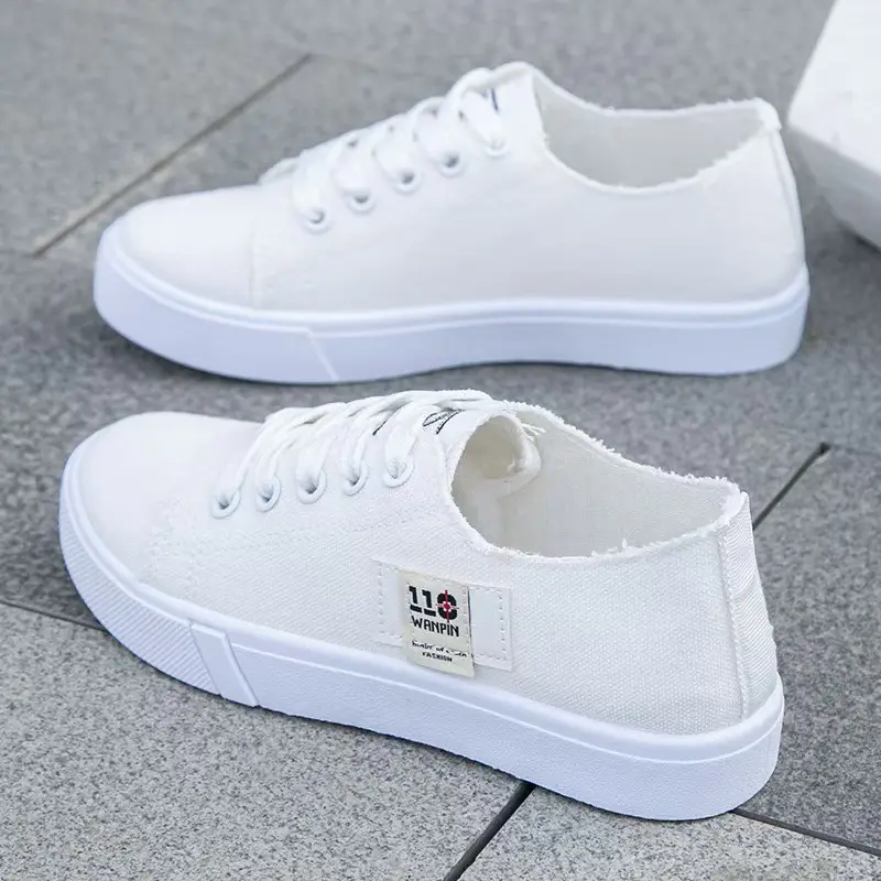 Canvas Shoes Women's Autumn 2024 New Women's Shoes Spring White Shoes Student Shoes Sports Flat Single-layer Shoes Sneakers