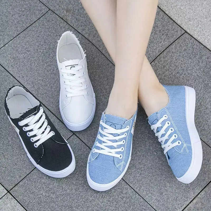 Canvas Shoes Women's Autumn 2024 New Women's Shoes Spring White Shoes Student Shoes Sports Flat Single-layer Shoes Sneakers