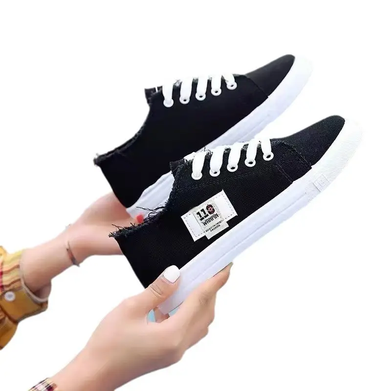 Canvas Shoes Women's Autumn 2024 New Women's Shoes Spring White Shoes Student Shoes Sports Flat Single-layer Shoes Sneakers