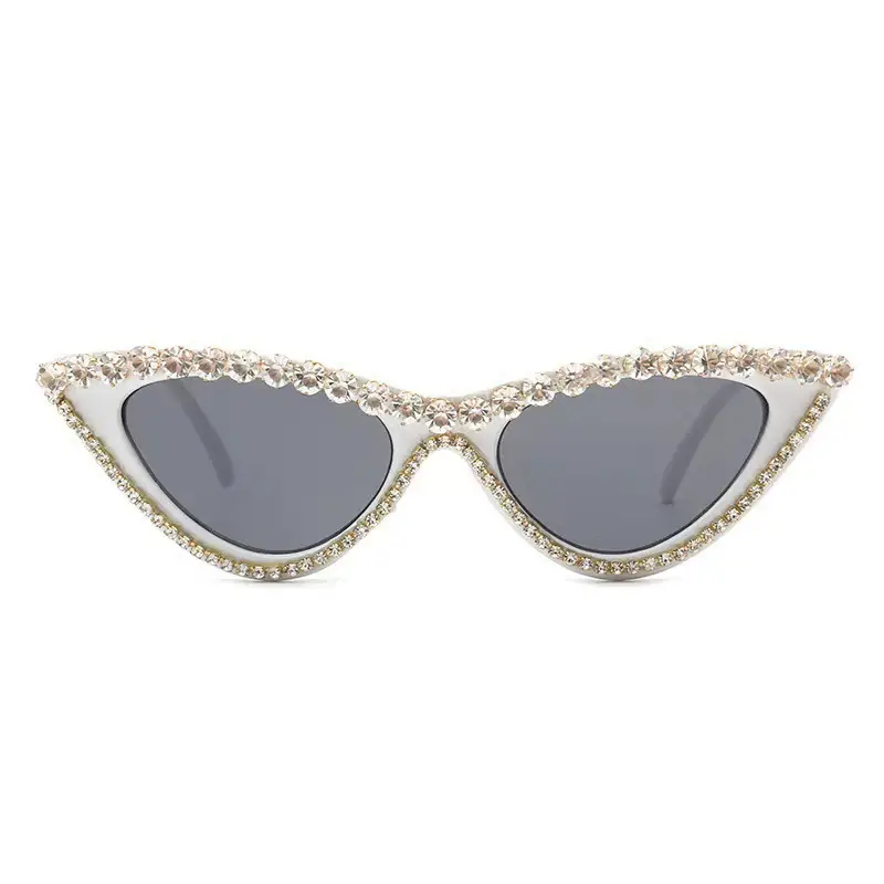 Cat's Eye Bridal Sunglasses Grey Crystal - Image 12