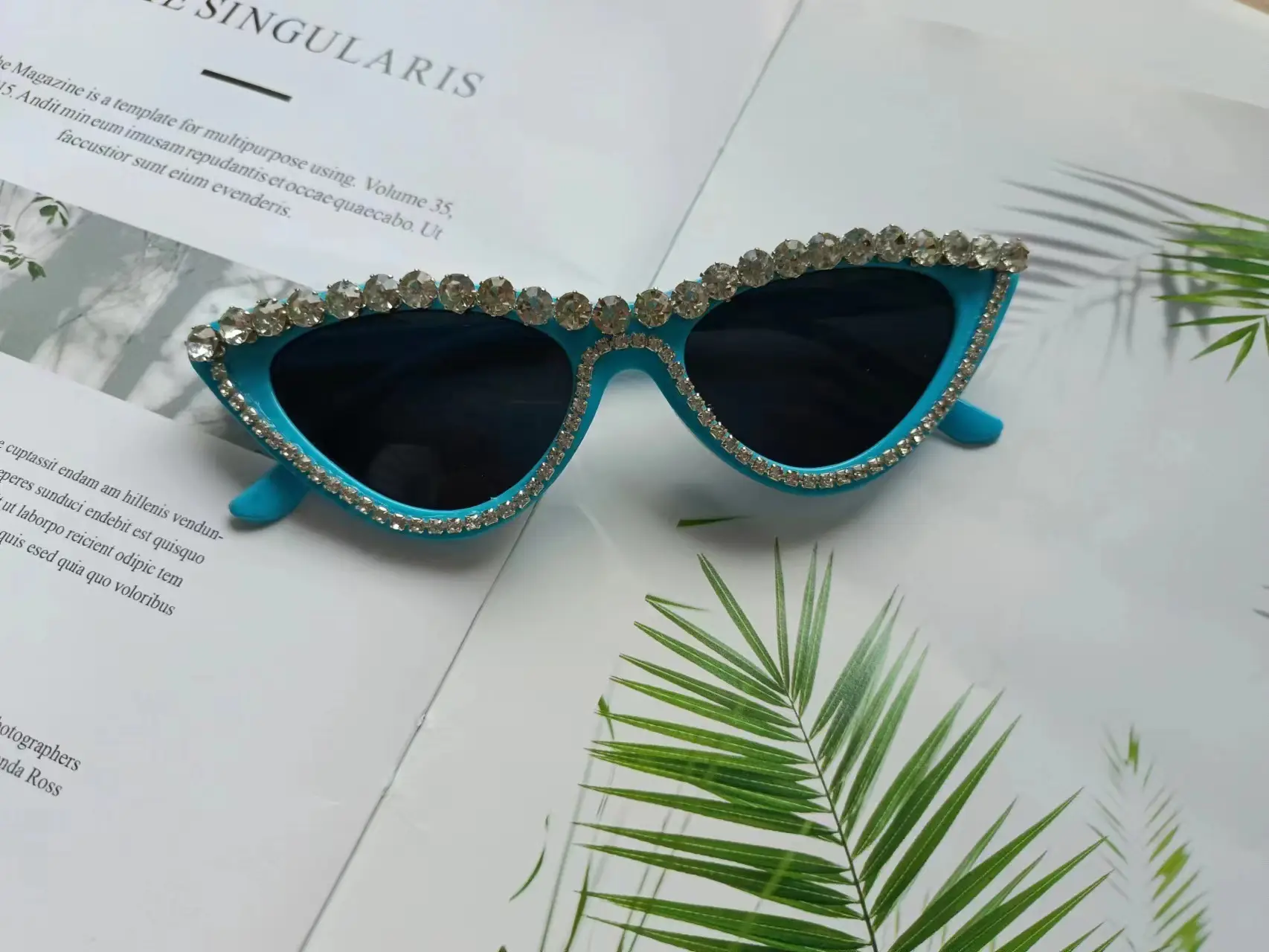 Cat's Eye Bridal Sunglasses Grey Crystal - Image 17