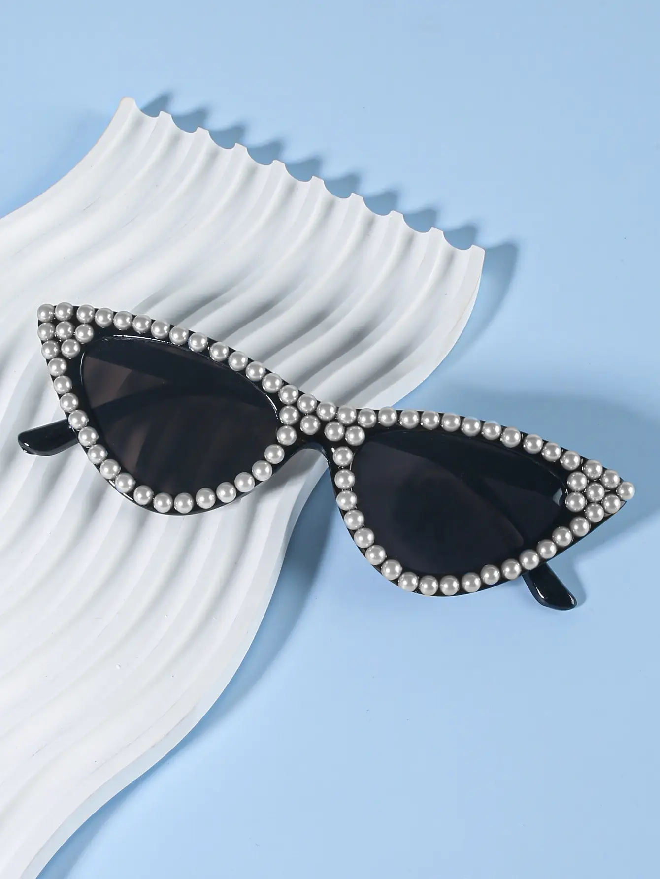 Cat's Eye Bridal Sunglasses Grey Crystal - Image 7