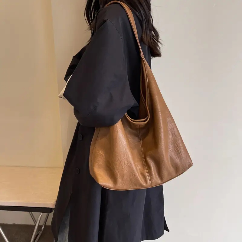 Retro Brown Leather Shoulder Bag for Women 2026 - Image 3