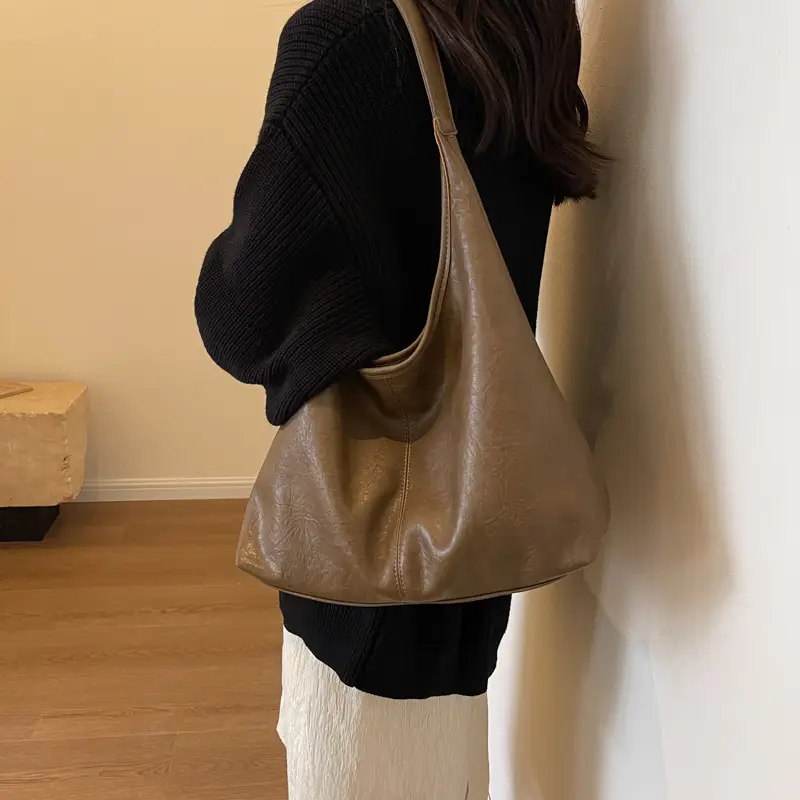 Retro Brown Leather Shoulder Bag for Women 2026 - Image 4