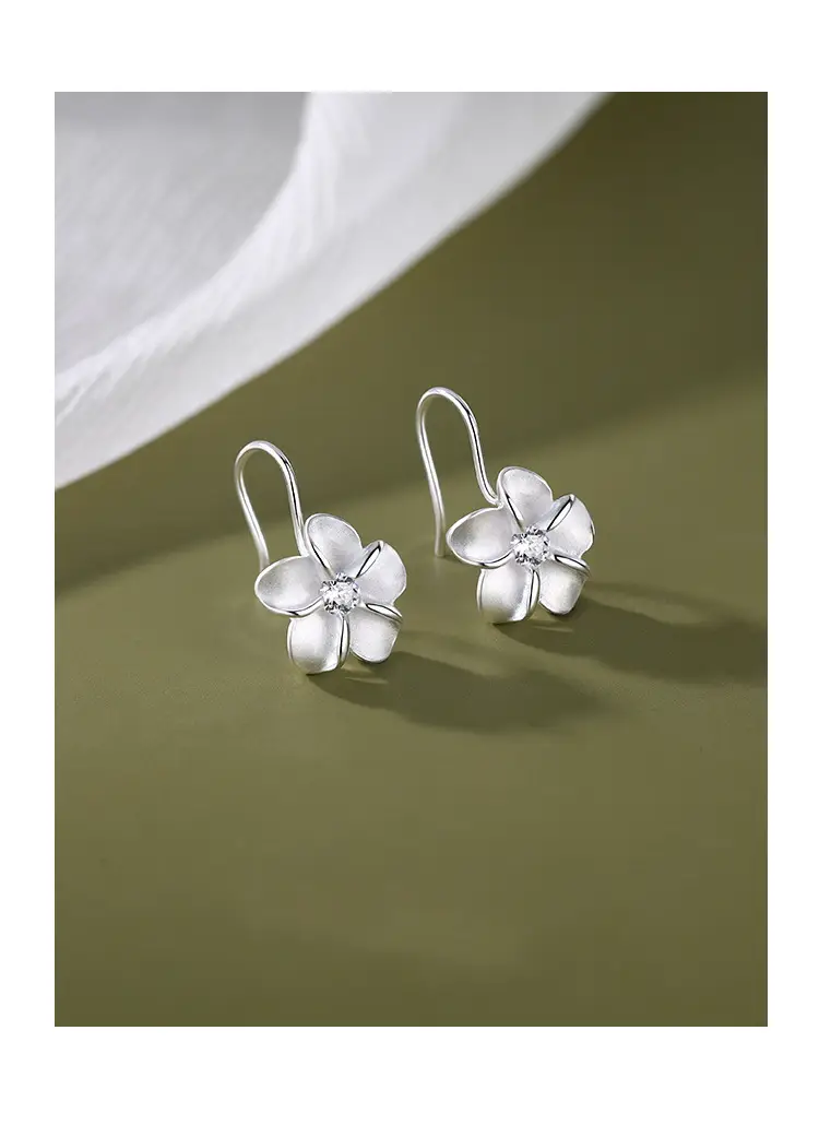 Frosted Zircon Flower Earrings Alice Design — feature 2