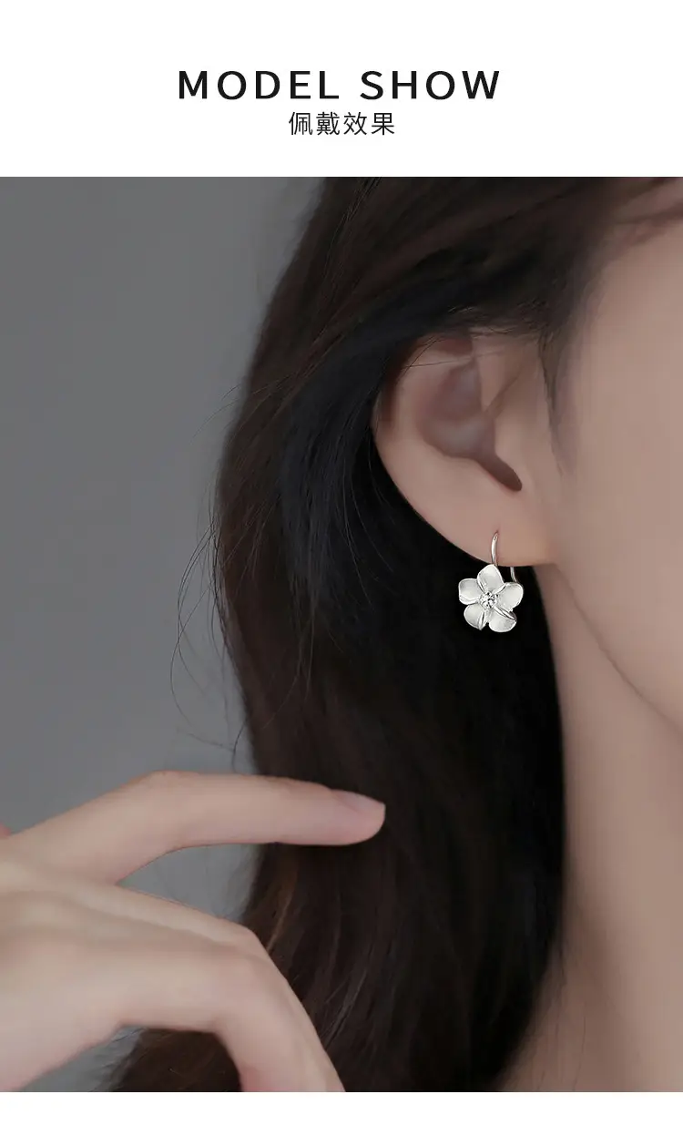 Frosted Zircon Flower Earrings Alice Design — feature 3