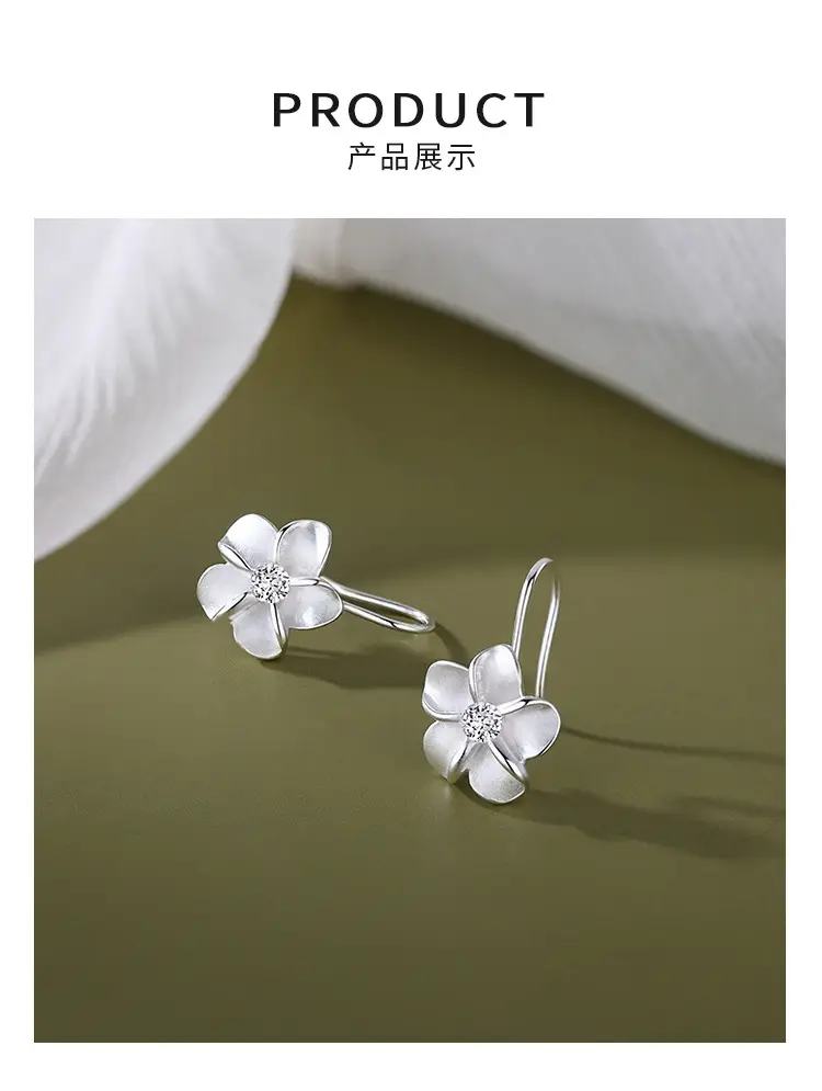 Frosted Zircon Flower Earrings Alice Design — feature 6
