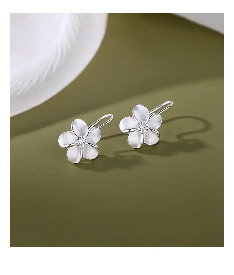 Frosted Zircon Flower Earrings Alice Design — feature 7