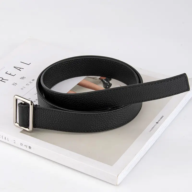Black Leather Belt for Women with Buckle - Image 7