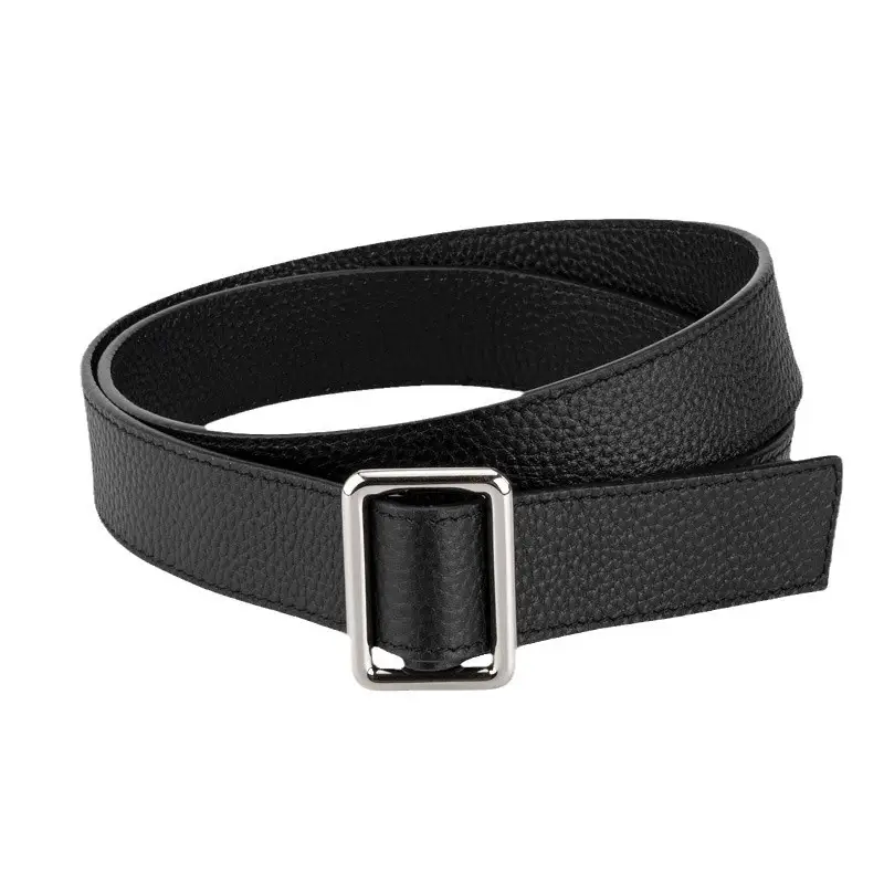 Black Leather Belt for Women with Buckle - Image 9