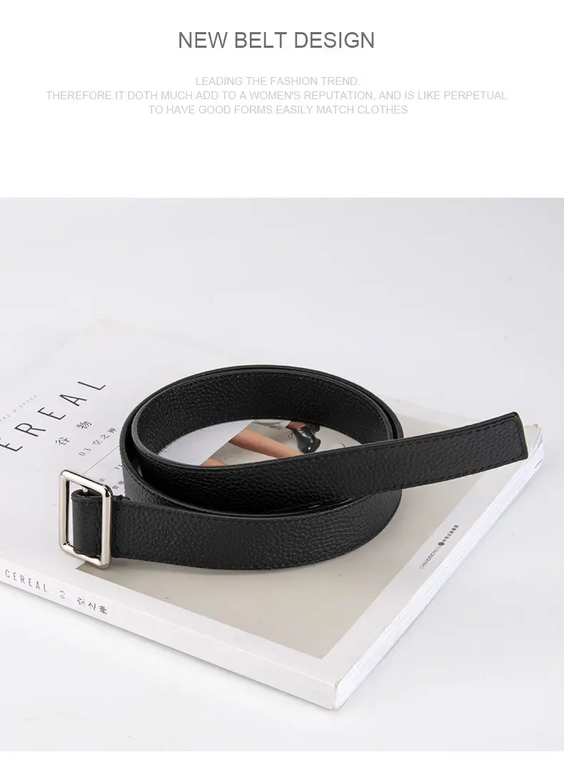 Black Leather Belt for Women with Buckle — feature 10