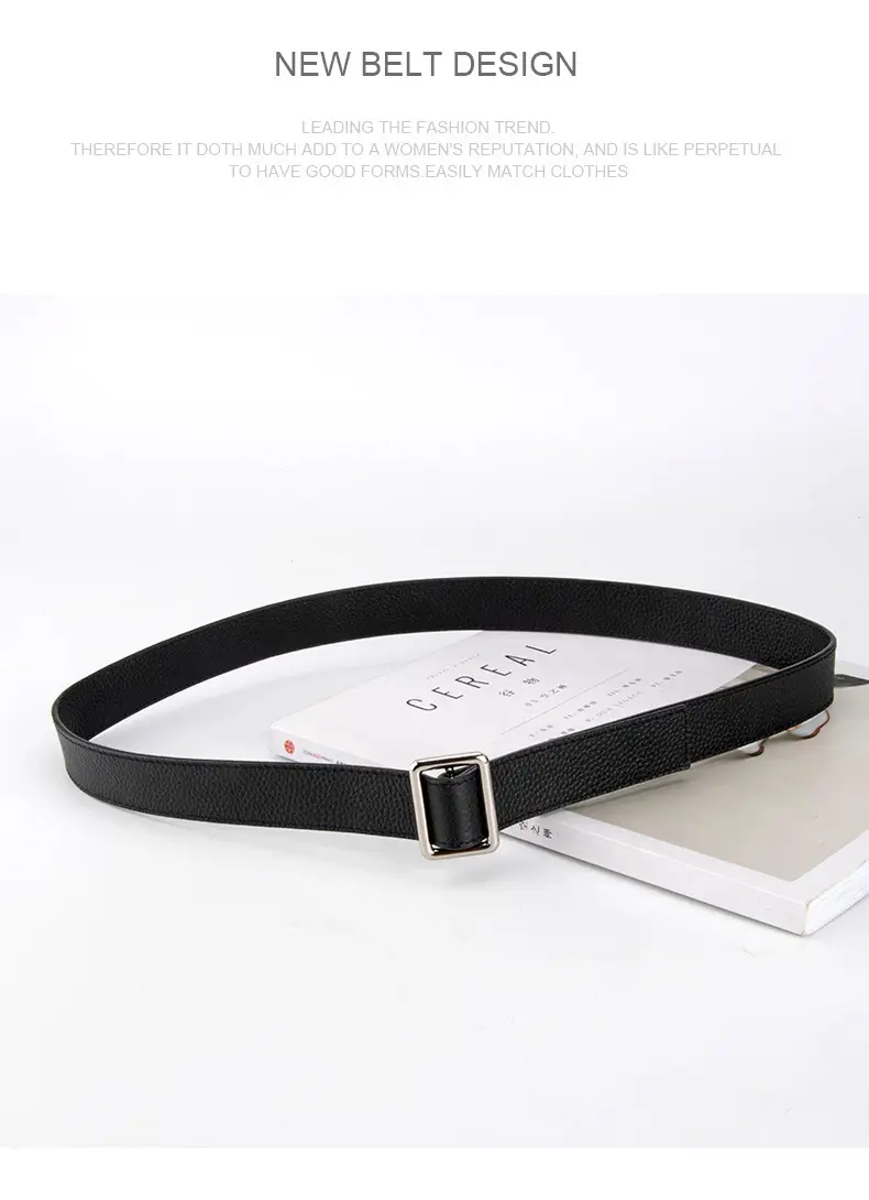 Black Leather Belt for Women with Buckle — feature 11