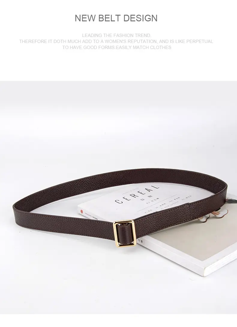 Black Leather Belt for Women with Buckle — feature 13