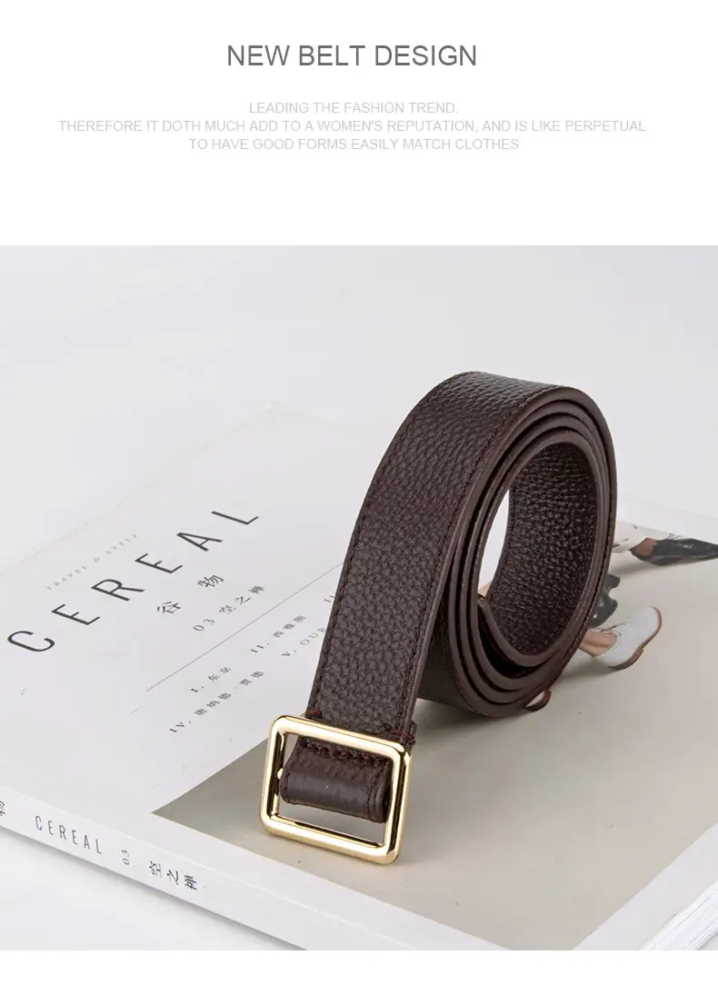 Black Leather Belt for Women with Buckle — feature 14