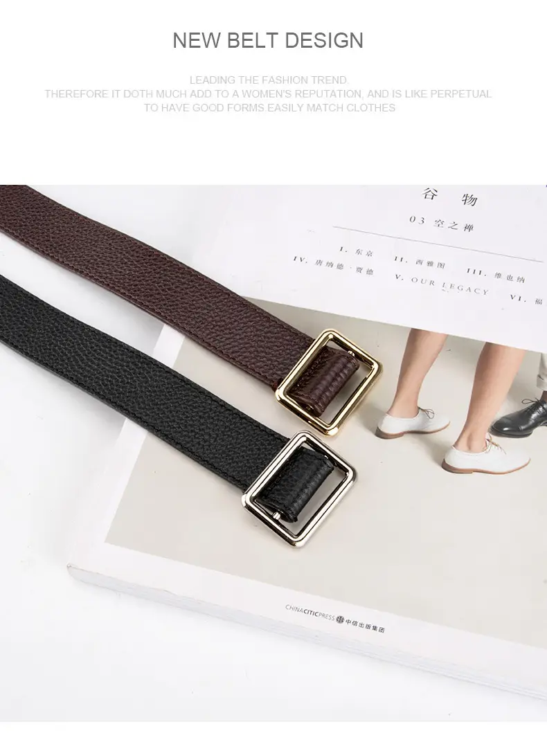 Black Leather Belt for Women with Buckle — feature 15