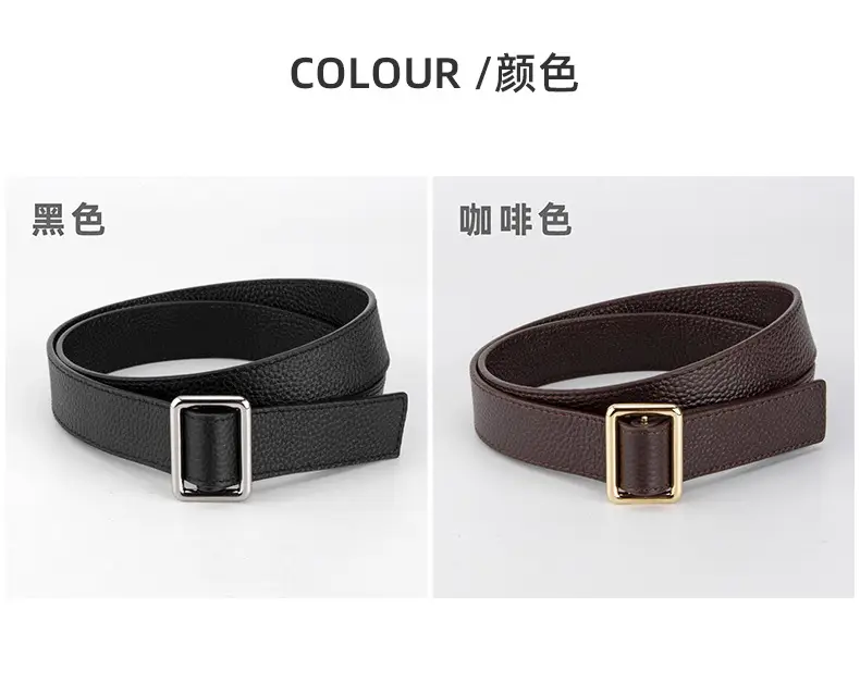 Black Leather Belt for Women with Buckle — feature 8