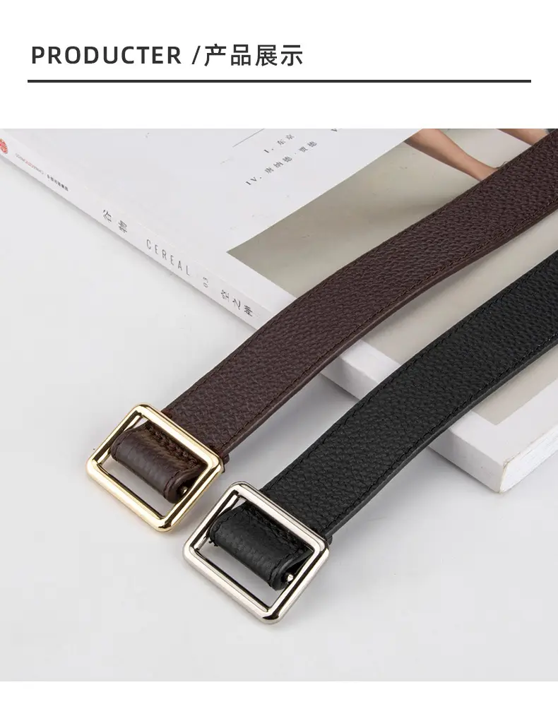 Black Leather Belt for Women with Buckle — feature 9