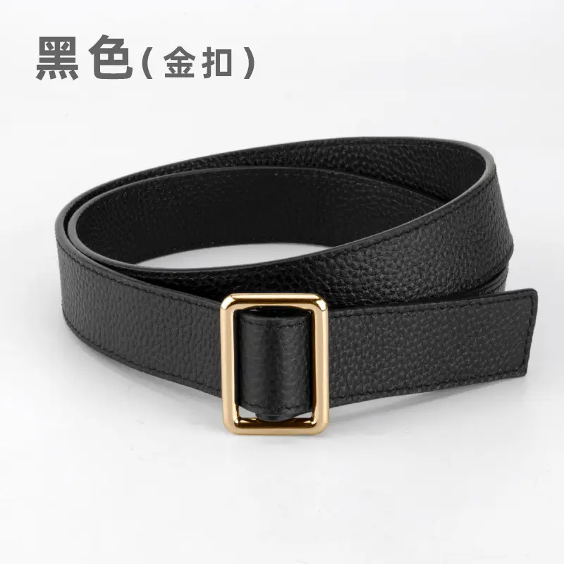 Black Leather Belt for Women with Buckle - Image 3