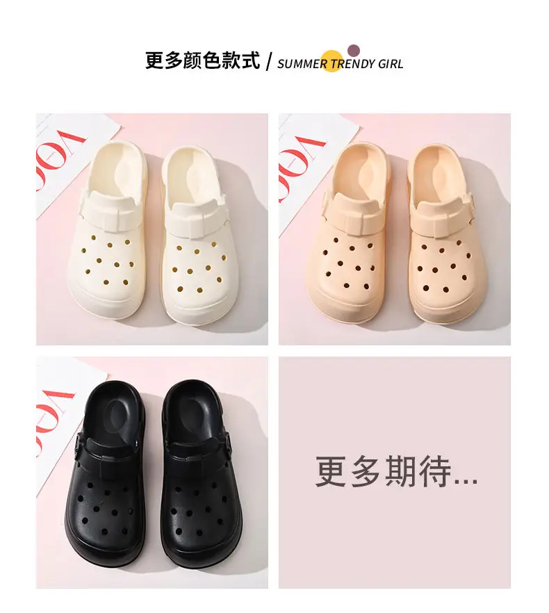 Baotou Cave Shoes Women's Summer Shoes for Stomping on Excrement Sense EVA Garden Shoes Thick Sole Height Increasing Outer Wear Beach Non-slip Breathable Slippers — feature 8