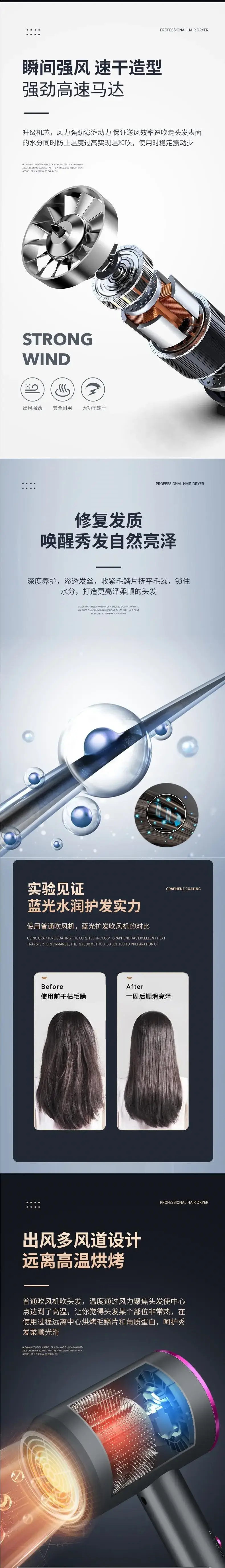 High Power Hair Dryer with Blue Light & Cold Wind — feature 2