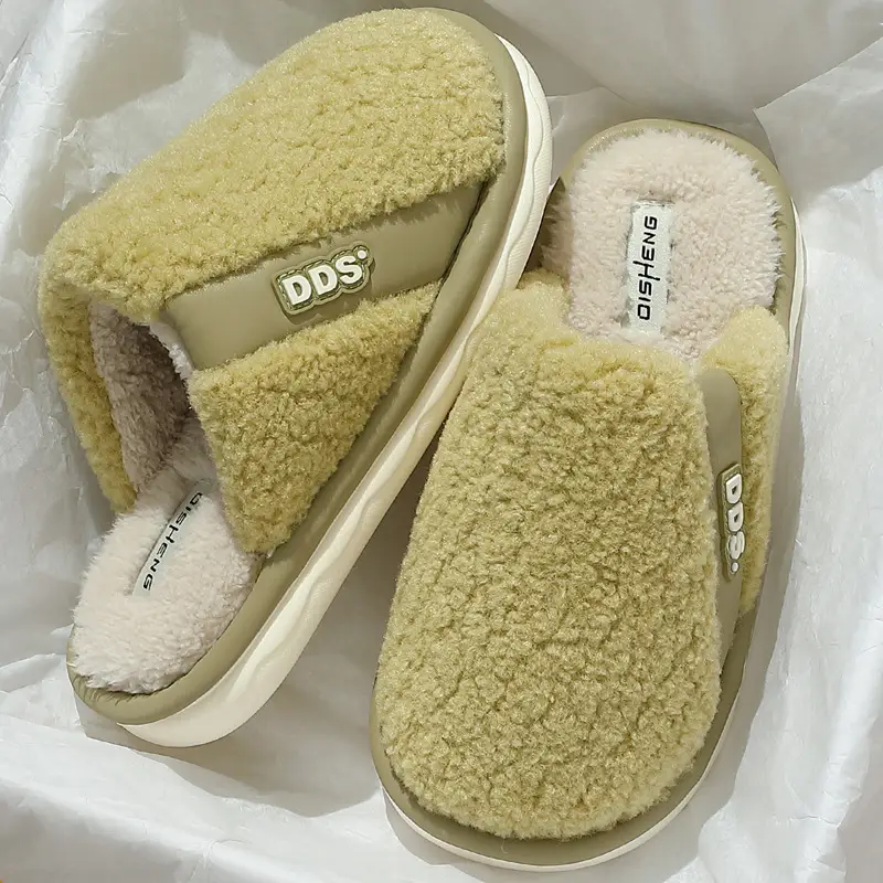 Cotton slippers women autumn and winter 2024 new indoor home non-slip soft bottom mute warm plush slippers for men - Image 9