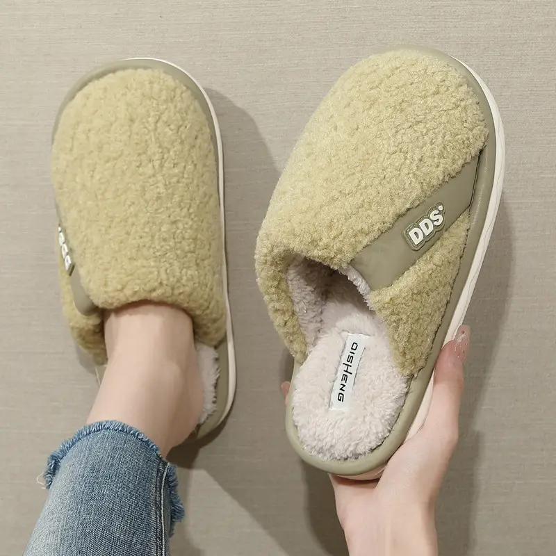 Cotton slippers women autumn and winter 2024 new indoor home non-slip soft bottom mute warm plush slippers for men - Image 10