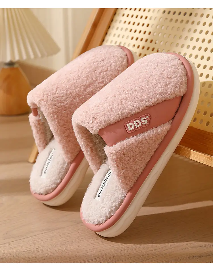 Cotton slippers women autumn and winter 2024 new indoor home non-slip soft bottom mute warm plush slippers for men — feature 18