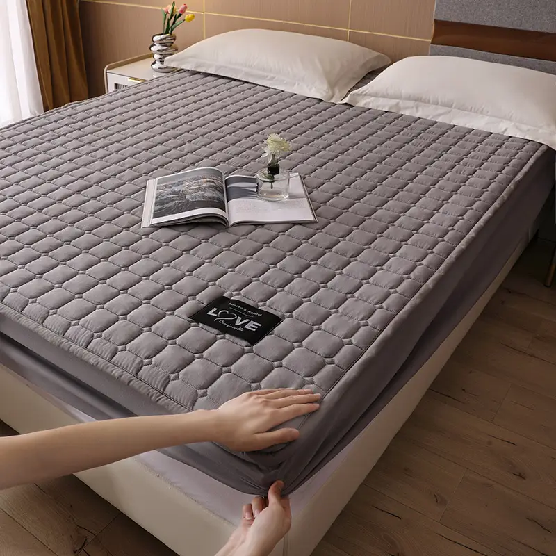 Quilted Bed Cover Single-piece Thickened Bed Sheet Four Seasons Bedspread Mattress Protector Dustproof Bedspread Bed Cover Full Enclosure