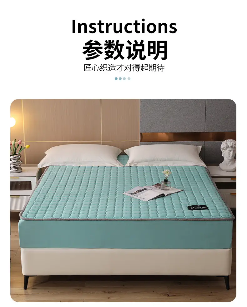 Quilted Bed Cover Single-piece Thickened Bed Sheet Four Seasons Bedspread Mattress Protector Dustproof Bedspread Bed Cover Full Enclosure — feature 12