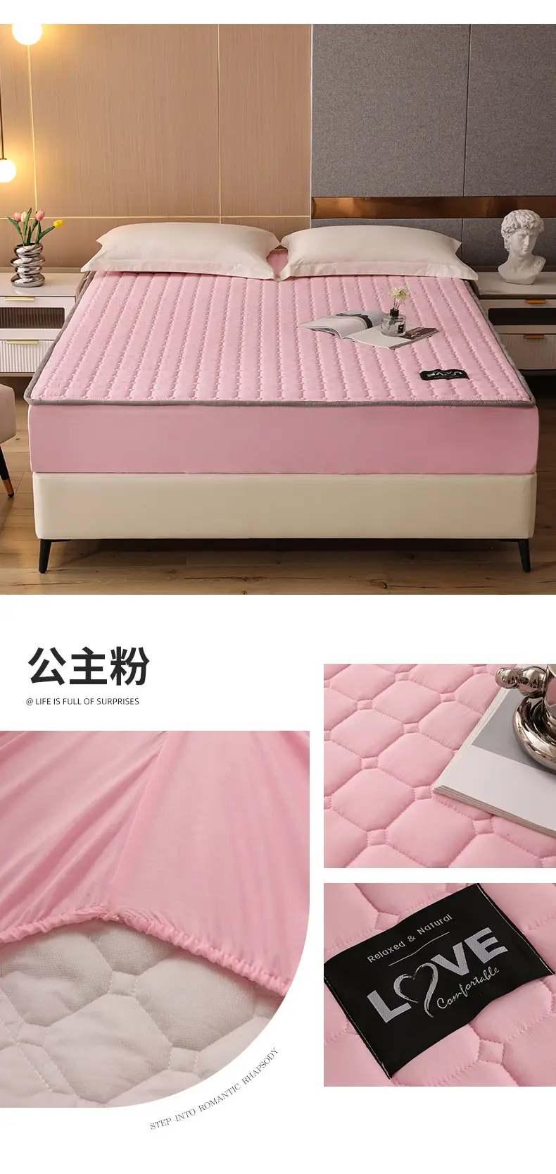 Quilted Bed Cover Single-piece Thickened Bed Sheet Four Seasons Bedspread Mattress Protector Dustproof Bedspread Bed Cover Full Enclosure — feature 15