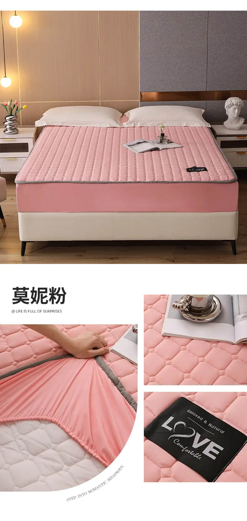 Quilted Bed Cover Single-piece Thickened Bed Sheet Four Seasons Bedspread Mattress Protector Dustproof Bedspread Bed Cover Full Enclosure — feature 17