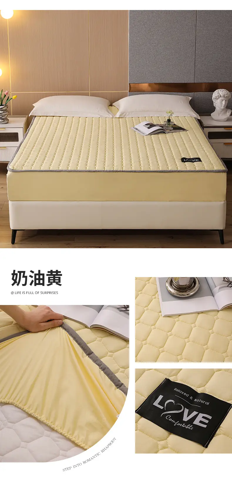 Quilted Bed Cover Single-piece Thickened Bed Sheet Four Seasons Bedspread Mattress Protector Dustproof Bedspread Bed Cover Full Enclosure — feature 18