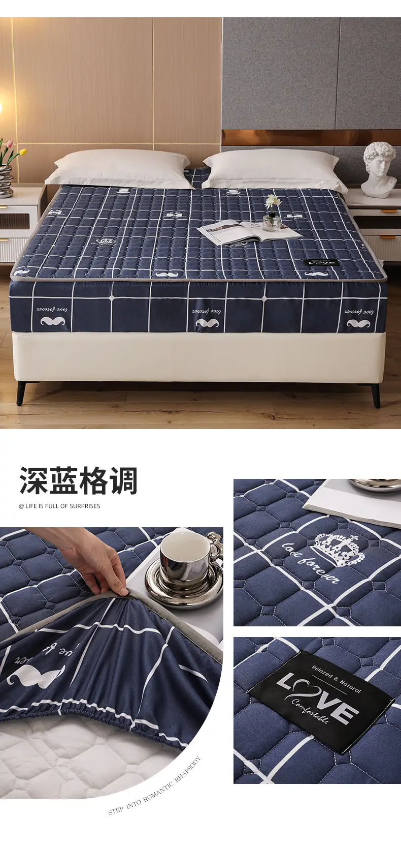 Quilted Bed Cover Single-piece Thickened Bed Sheet Four Seasons Bedspread Mattress Protector Dustproof Bedspread Bed Cover Full Enclosure — feature 20