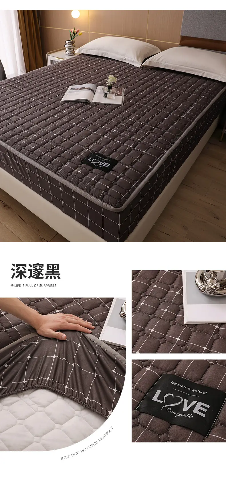 Quilted Bed Cover Single-piece Thickened Bed Sheet Four Seasons Bedspread Mattress Protector Dustproof Bedspread Bed Cover Full Enclosure — feature 21