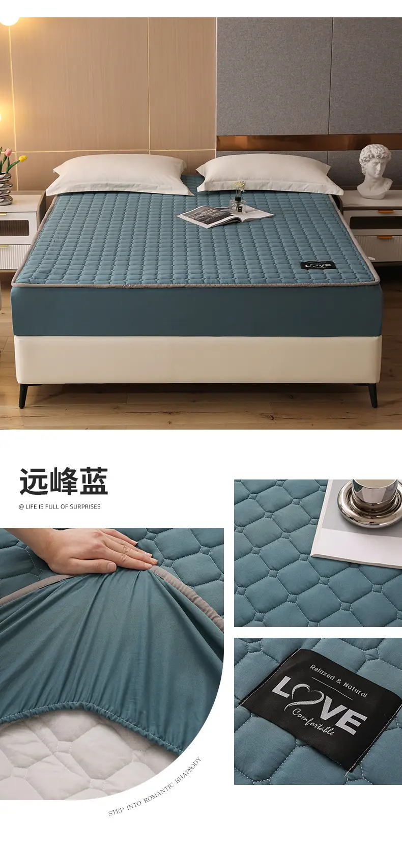 Quilted Bed Cover Single-piece Thickened Bed Sheet Four Seasons Bedspread Mattress Protector Dustproof Bedspread Bed Cover Full Enclosure — feature 22
