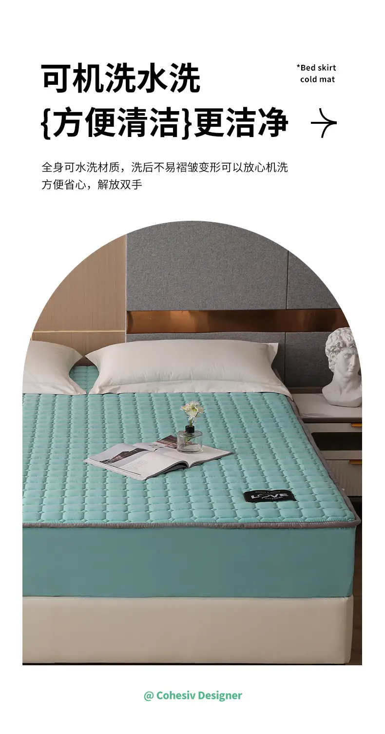 Quilted Bed Cover Single-piece Thickened Bed Sheet Four Seasons Bedspread Mattress Protector Dustproof Bedspread Bed Cover Full Enclosure — feature 9